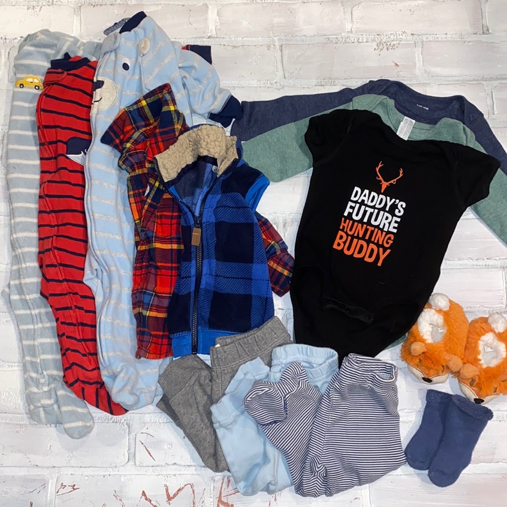 Babyboy 6m fall & winter footie onesie bundle!!